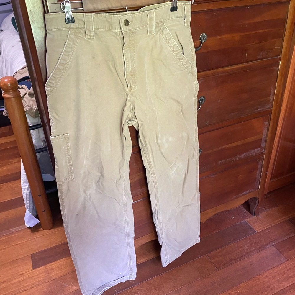 Carhartt Tan Cargo Pants Classic Straight-Leg